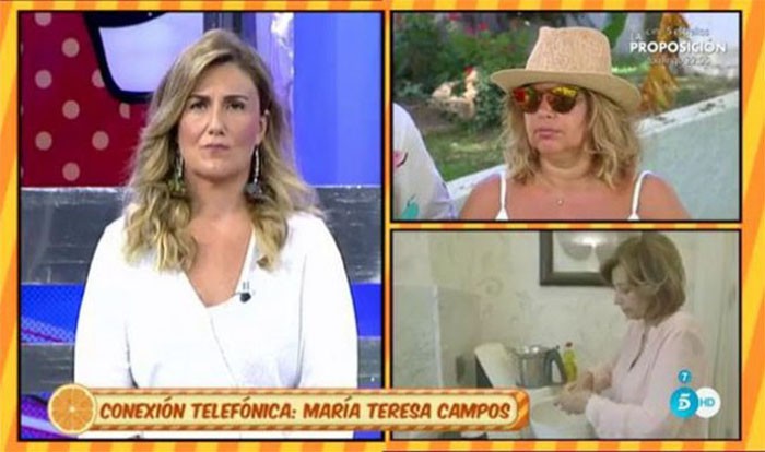 María Teresa Campos se enfada y se disculpa con Sálvame