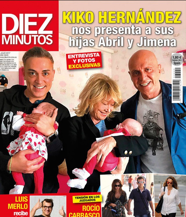 Kiko Hernández presenta a sus gemelas en la portada de Diez Minutos