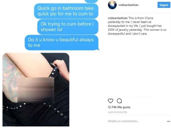 Un furioso Rob Kardashian expone imágenes íntimas de Blac Chyna en Instagram