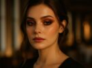 Maquillaje para boda de noche en otoño: ojos ahumados en tonos cobre y borgoña