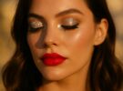 Maquillaje de Nochevieja: glitter, labio rojo y la técnica para que no se mueva