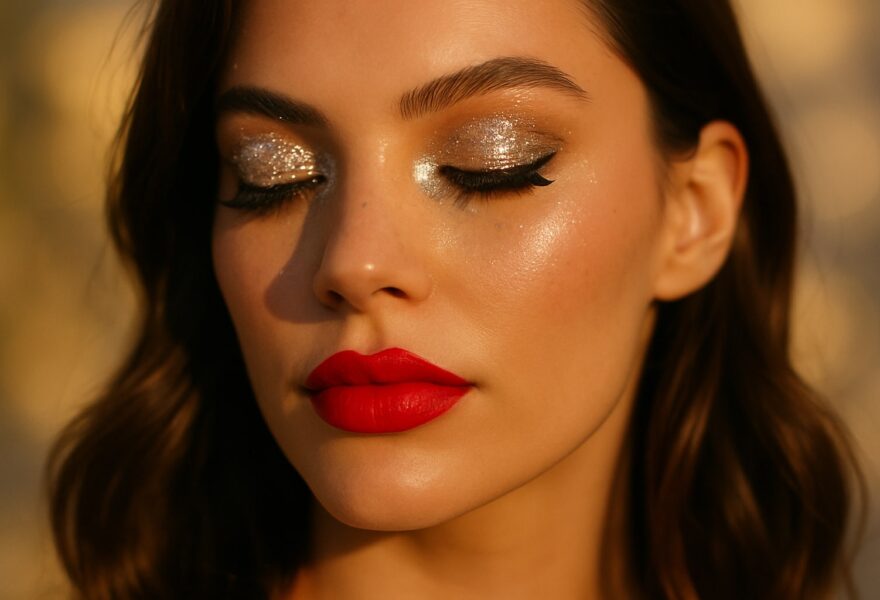 Maquillaje de Nochevieja: glitter, labio rojo y la técnica para que no se mueva