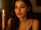 Maquillaje de cena romántica en San Valentín: labios mordidos y mirada felina