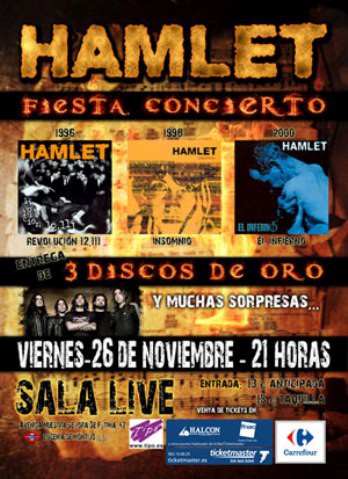 Hamlet, concierto y entrega de triple disco de oro en noviembre