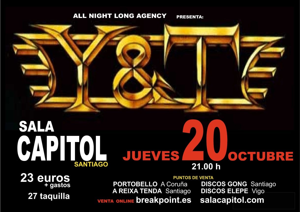 Y&T mañana en la Sala Capitol de Santiago