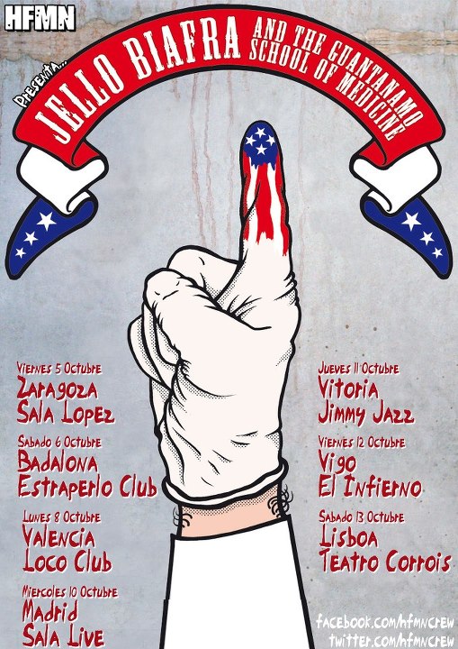 Jello Biafra & The Guantanamo School of medicine, gira por España en octubre
