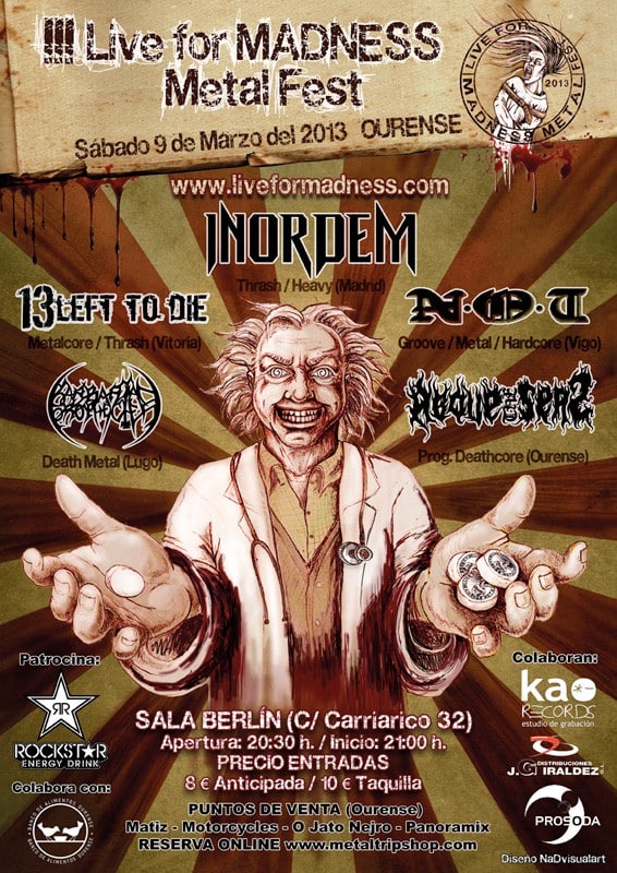 III Live for Madness Metal Fest 2013, el 9 de marzo en Ourense