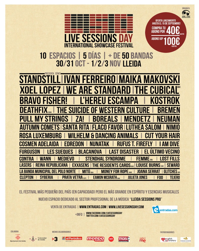 Live Sessions Day festival, del 30 de octubre al 3 de noviembre en Lleida