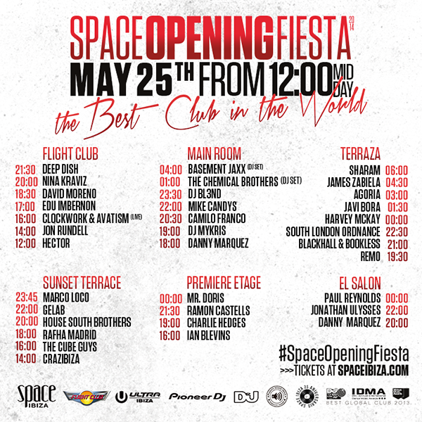 Space Ibiza, fiesta de inauguración el 25 de mayo