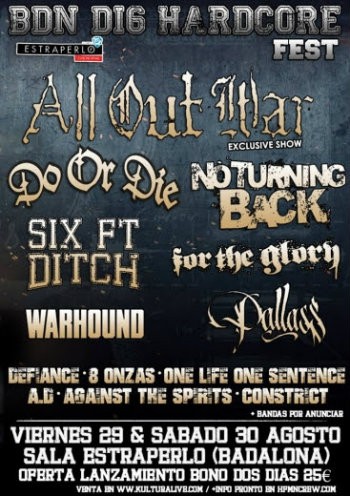BDN DI6 Hardcore Fest: All out War, Do or Die, No Turning Back y más en Badalona