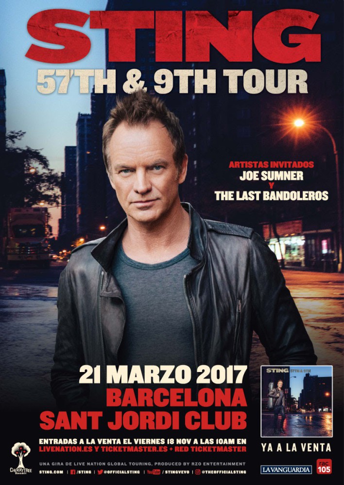 Sting, el 21 de marzo de 2017 concierto en el Sant Jordi de Barcelona