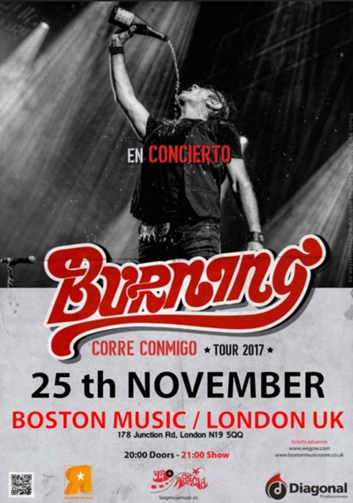 Burning, concierto en Londres el 25 de noviembre
