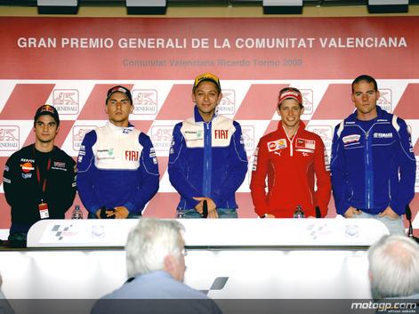 Rossi, Pedrosa, Lorenzo, Stoner y Spies realizan la rueda de prensa previa al GP Valencia