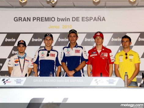 Pedrosa, Lorenzo, Hayden, Rossi y Barberá presentes en la rueda de prensa de Jerez