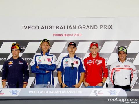 Rueda de prensa con Lorenzo, Stoner, Rossi, Dovizioso y Elías en Phillip Island