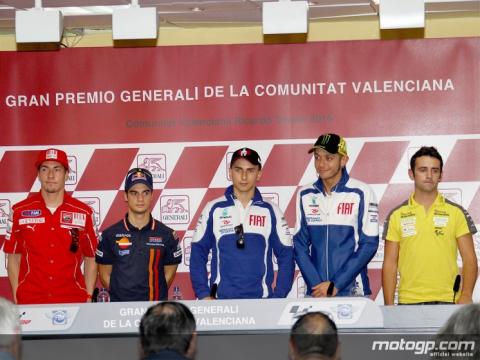 Rueda de prensa con Lorenzo, Rossi, Pedrosa, Hayden y Barberá en Cheste