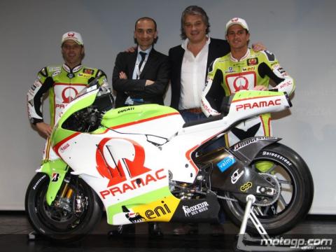 El Pramac Racing Team se presentó ayer en Génova con Capirossi y De Puniet