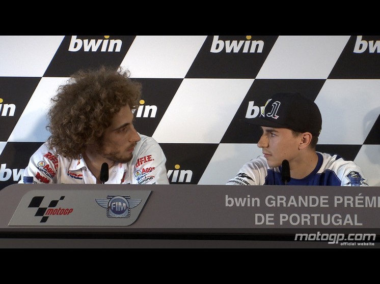 Lorenzo y Simoncelli se enfrentan en la rueda de prensa MotoGP en Estoril