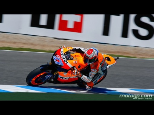 Casey Stoner también domina en mojado en el Warm Up de MotoGP en Jerez