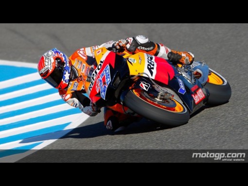 Casey Stoner controla la FP1 de MotoGP en Jerez con Pedrosa 2º y Rossi 3º