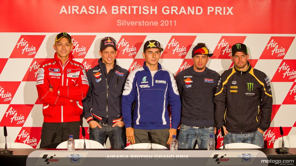 Rueda de prensa MotoGP Silverstone con Lorenzo, Stoner, Rossi, Dovizioso y Crutchlow