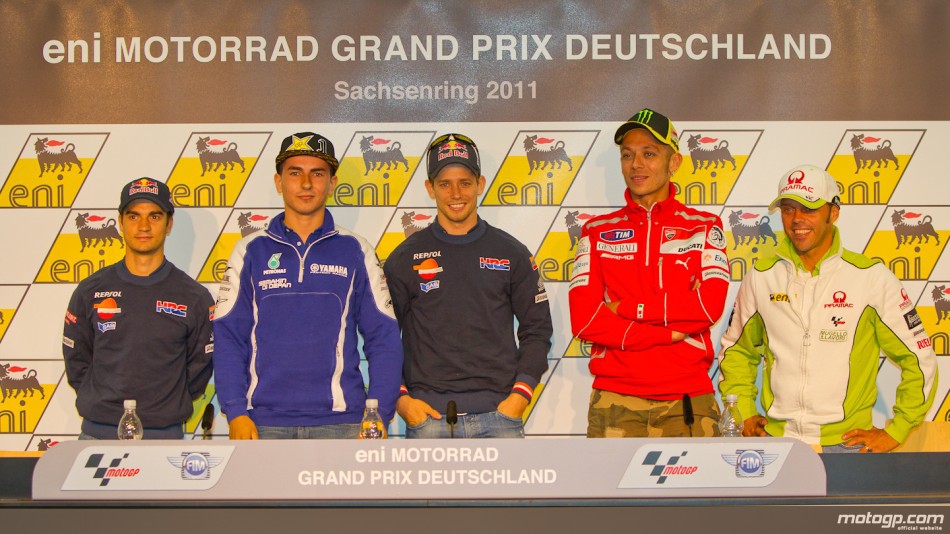 Rueda de prensa MotoGP en Sachsenring con Lorenzo, Stoner, Pedrosa, Rossi y Capirossi