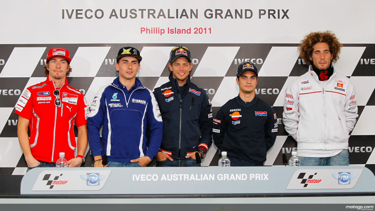 Rueda de prensa en Australia con Lorenzo, Stoner, Pedrosa, Sic y Hayden