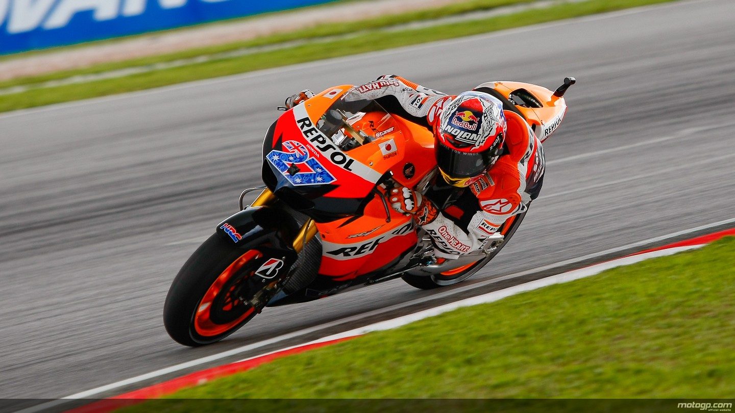 Stoner domina el warm-up de MotoGP en Malasia