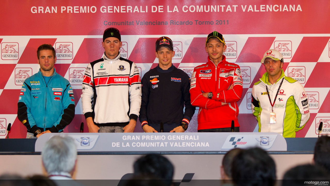 Rueda de prensa en Valencia con Stoner, Rossi, Spies, Bautista y Capirex