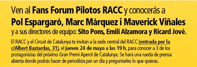 Espargaró, Márquez y Viñales en el Fans Forum Pilotos RACC
