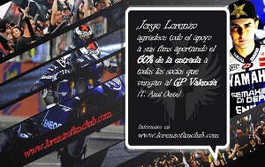 Jorge Lorenzo agradece y apoya económicamente a su Fan Club para Valencia