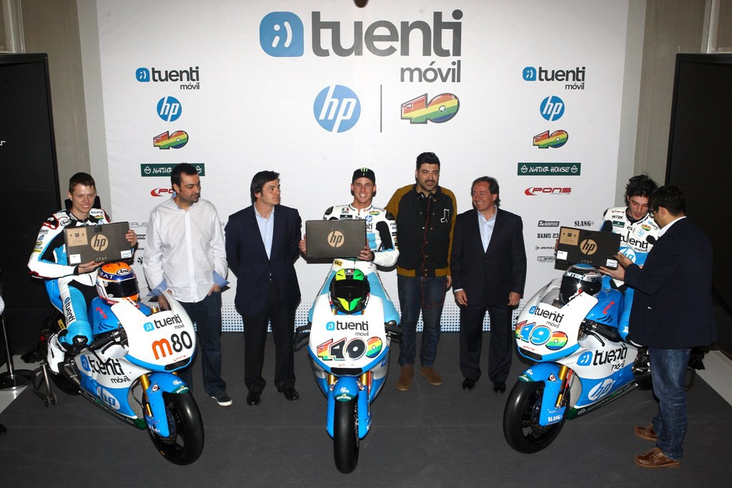 Presentación del Tuenti HP 40 Moto2 con Espargaró, Rabat y Pons