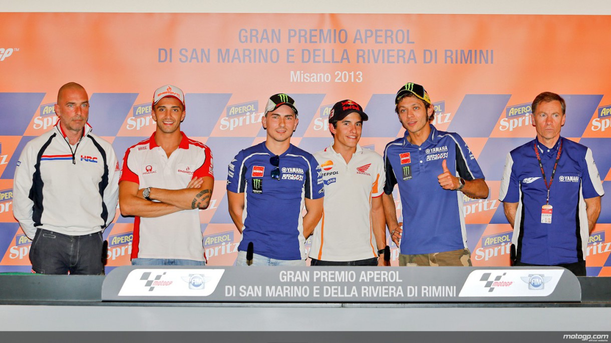 Márquez, Rossi, Iannone y Lorenzo protagonistas de la rueda prensa de Misano