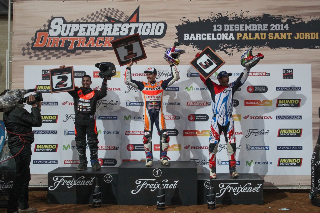 Marc Márquez gana el Superprestigio Dirt Track de Barcelona, Mees 2º y Noyes 3º