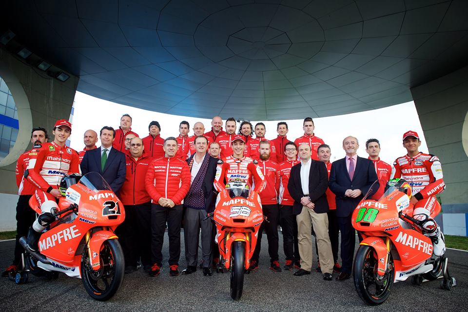 Presentación del equipo Mapfre Mahindra Aspar Moto3 con Bagnaia, Guevara y Martín