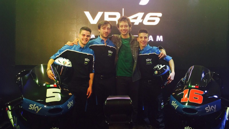 Fenati y Migno en la presentación del Sky Racing Team VR46 Moto3 en Tavulia