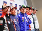 Hayden, Iannone, Lorenzo, Márquez, Rossi, Bradl y Smith en la rueda de prensa de Indy