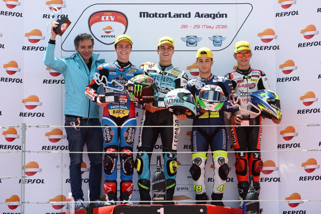 Ramírez, Odendaal y Morales dominan el Mundial Junior Moto3 y los Europeos Moto2 y SBK en Motorland