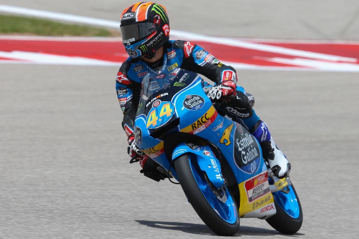 Aron Canet marca la pole de Moto3 en Austin, Mir 2º y Fenati 3º