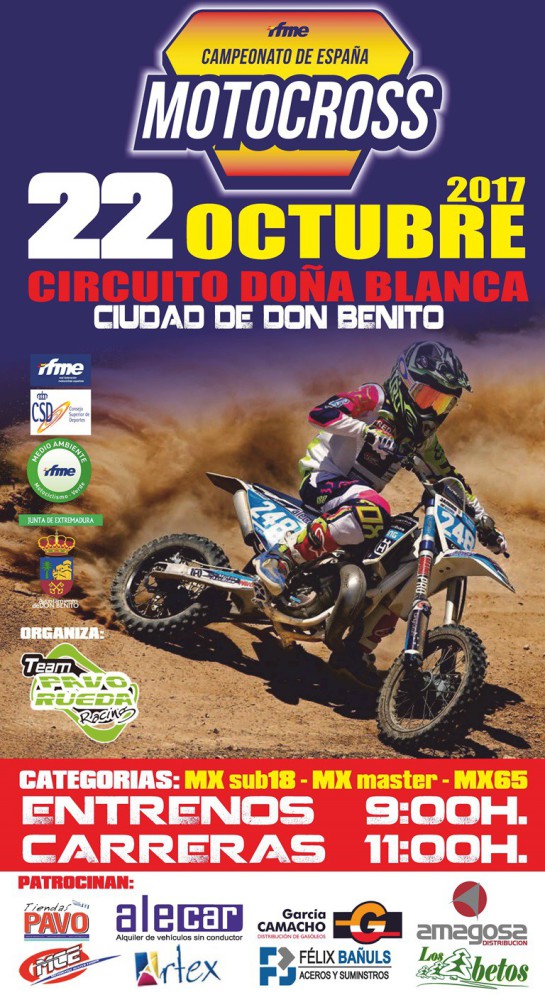 Don Benito clausurará el nacional de MXSub18, MX65 y MXMáster