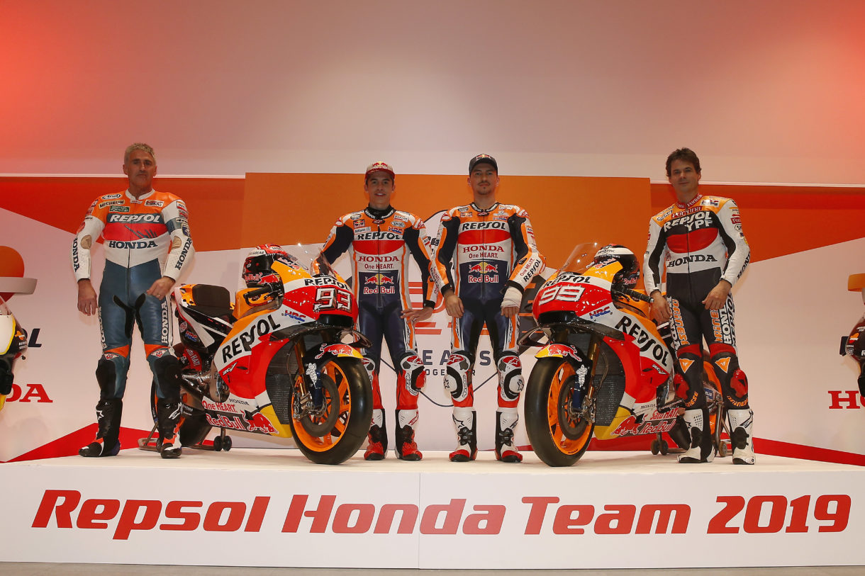 Márquez, Lorenzo, Crivillé y Doohan presentan el Repsol Honda MotoGP 2019