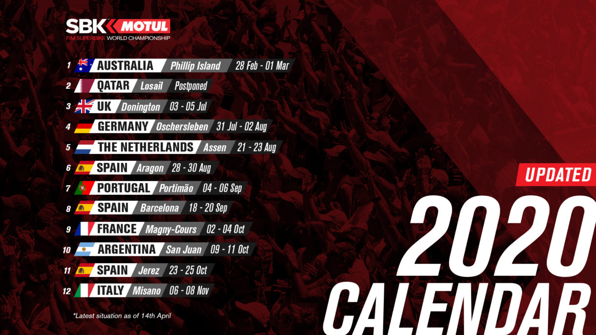 Actualización del Calendario 2020 del Mundial de Superbike