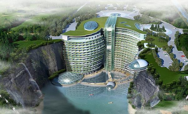 InterContinental Shimao Shanghai Wonderland, un hotel bajo una cascada