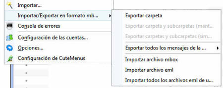 Herramientas de importación/exportación para Thunderbird