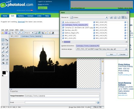 Online Phototool, editor on-line basado en Java