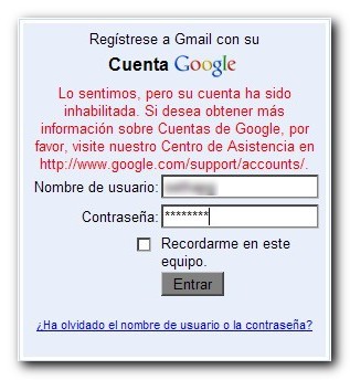 Problemas con Gmail, cuentas deshabilitadas injustamente