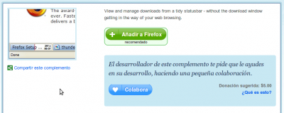 Sistema de donación para extensiones en Firefox