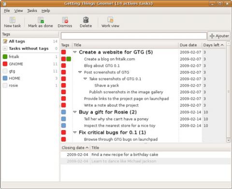 Getting Things Gnome, GTD para Linux