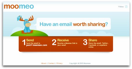 Moomeo, para compartir correos con Twitter y Facebook