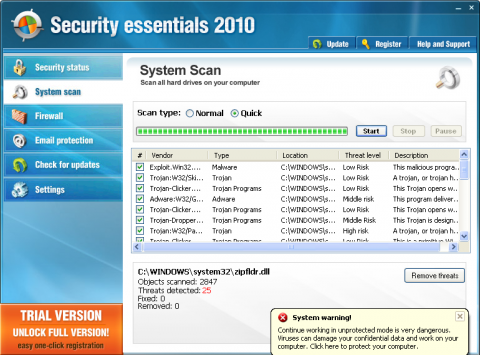 Antivirus falso simula ser Microsoft Security Essentials